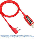 USB Programming Cable For Ham Radios CHIRP Ready Compatible With UV-5R Mini BF-F8HP Pro 5RM K5 Plus DM32 UV-32 GMRS GM21 GM-15PRO UV-5G Plus BF-888S AR-152 Quansheng UV-K5 8 Red Plug And Play Works With Windows XP To Windows 10, red cable with 3.5mm and USB connectors