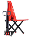 Heavy Duty Semi Electric Pallet Jack With Scissor Lift And 3300 Lbs Capacity For Easy Warehouse Moves Plus Charger Included, red scissor lift design.