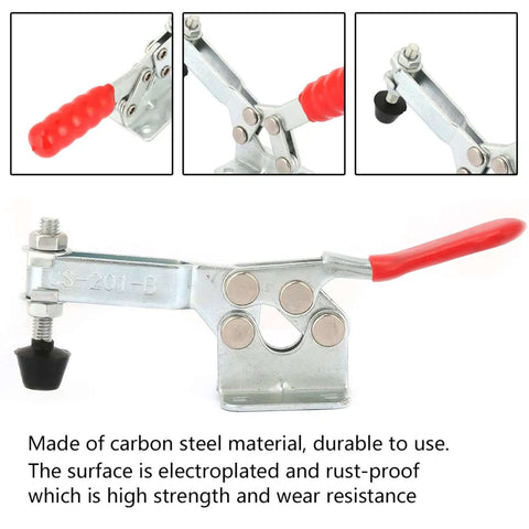Horizontal Toggle Clamp in Carbon Steel with Electroplated Rust Proof Finish for Workbench Woodworking Welding and Stone Cutting