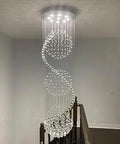 Modern Spiral Sphere Crystal Chandelier With Dope Raindrop Design For Living Room Hallway Foyer And Romantic Weddings K9 Clear Crystal Balls Pendant Light D20 X H72 Includes 9 GU10 Bulbs displayed in hallway
