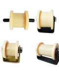 Rock Solid Double Bearing Sliding Door Pulley Wheels H Groove Nylon Rollers Furniture Drawer Hardware set of two close-up view
