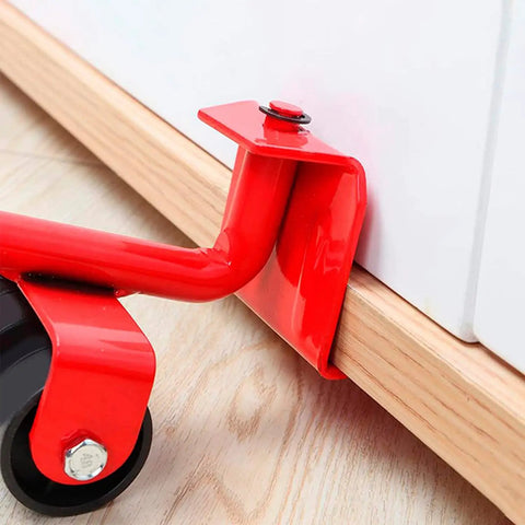 Heavy Duty Furniture Lifter And Roller Set Four Piece For Easy Move Of Sofas And Beds with red lift tool under cabinet
