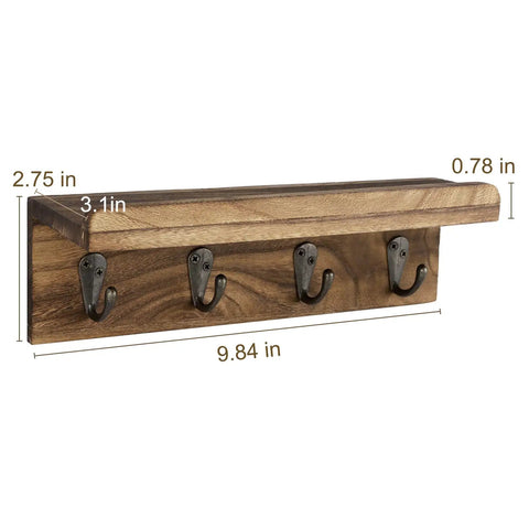 Prime Farmhouse Key Holder Wall Mount With Four Reliable Grip Hooks And Super Slick Floating Mail Shelf For Lowkey Entryway Organization And Smooth Home Vibes