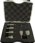 Carbide Tipped Hole Cutter Set, 6 Piece Kit With No-Nonsense Three Sixteenth Inch Depth Of Cut in protective carrying case
