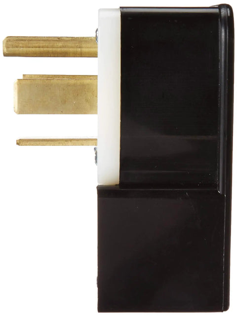 Side view of 60 Amp 125/250V Angled Grounding Plug With Straight Blade, Industrial Grade Nylon Body, 9462-P Black, heavy-duty handle