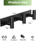 Heavy Duty Stainless Steel Wall Mounted Coat Rack With 3 Hooks Built To Last In Black Finish for towels, coats, bags, hats, and more