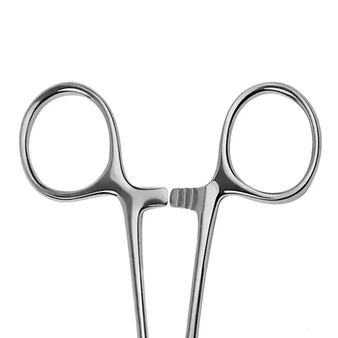 Two Pack 5 Inch Stainless Steel Fishing Forceps Set With Curved And Straight Hemostats, Serrated Jaws, Locking Mechanism