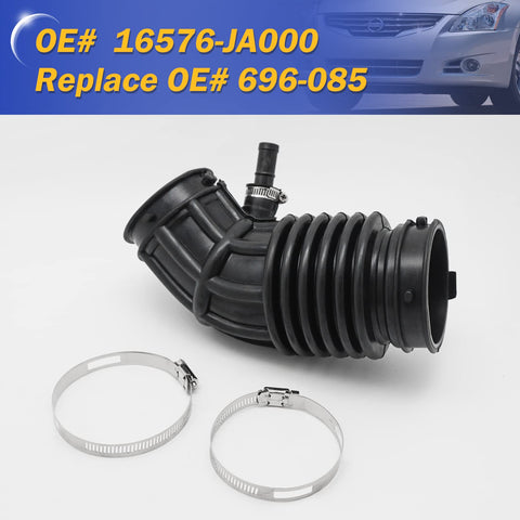 Air Intake Hose With Clamps For 2007 2013 Nissan Altima 2.5L 4 Cylinder Engine OE 16576JA000 Replace 696085 displayed with clamps