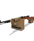 Range Ready Front And Rear Shooting Rest Bags Set Unfilled 900D Oxford Sandbags with rifle, displayed on white surface.