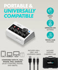 On The Go Podcast Studio Bundle With Dual CastMic Dynamic Mics, compact MDX Two USB Audio Interface with USB-C and travel case