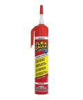 Front view of white Flex Caulk 9 oz sealant tube with red nozzle cap
