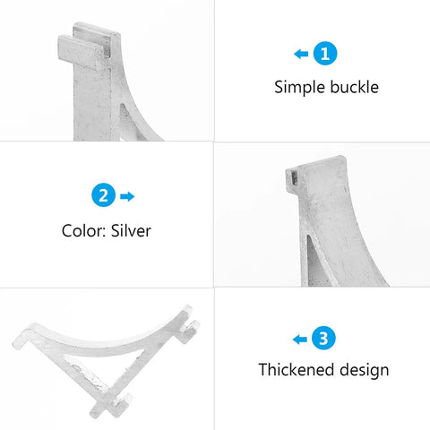 Close-up of Aluminum Refrigerator Shelf Hooks Pack Of 10, showing simple buckle, silver color, thickened stainless steel design.