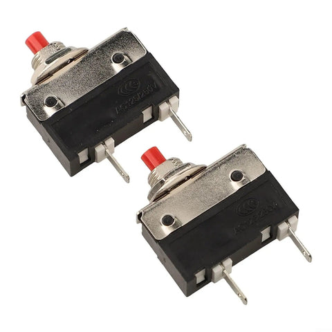 Straight Up No Sweat Push Button Circuit Breaker Switch 2.5A To 5A with tactile red reset button and compact design.