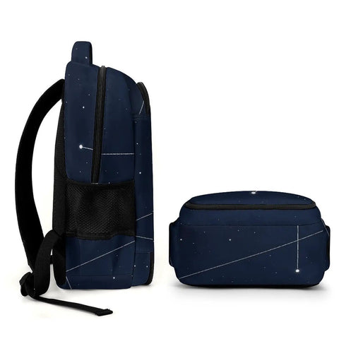 Side view of Galaxy Themed Backpack with Large Capacity for Everyday Use Unisex Durable Polyester Daypack featuring space graphic.
