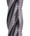Accusize 1/2in TiAlN-coated M42 cobalt roughing end mill, 4-flute, 2in flute length, 4in OAL, front view