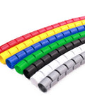 Colorful spiral cable wrap tubes in red, yellow, blue, green, black, white, gray for 8-25mm cables. Spiral Cable Wrap Tube 1 Meter Flexible Wire Protector Organizer For 8 10 15 20 25mm Cables Reusable Green Sleeve Dope Way To Tidy Your PC Car Home Office