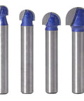 Core Box Router Bit Set Four Pieces Pro Grade With One Quarter Inch Shank And Cutting Diameters Of One Quarter, Five Sixteenths, Three Eighths