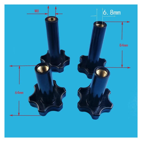 Super Tough M8 Plastic Screw Nuts Black Soft Serve Ice Cream Machine Replacement Parts Quick Snap Install Fits Like A Dream Heavy Duty Pack Of Four, showing four threaded fasteners.