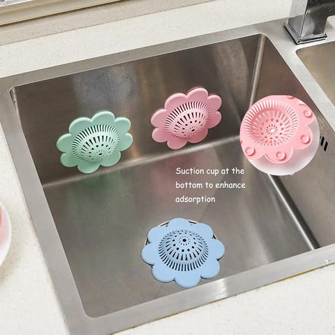 4 Pack Silicone Drain Hair Catcher Shower Cover With Sweet Flower Bead Chain Design As The Real Deal Hair Stopper For Bathtub Sink Floor To Lock In Debris In Blue Green White And Pink For Home Bathroom Or Kitchen Setup