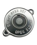 Radiator Cover With Dual Lug Reservoir Cap Stainless Steel No Fuss 16 PSI Engine Cap Universal Fit For Most Cars Including Dodge And Jeep Easy Install Silver, top view.