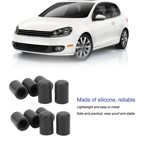 Premium Silicone Vacuum Hose Caps Kit For 16mm Intake Lines, Weather Resistant End Plugs, 10 Pack in front of white car.
