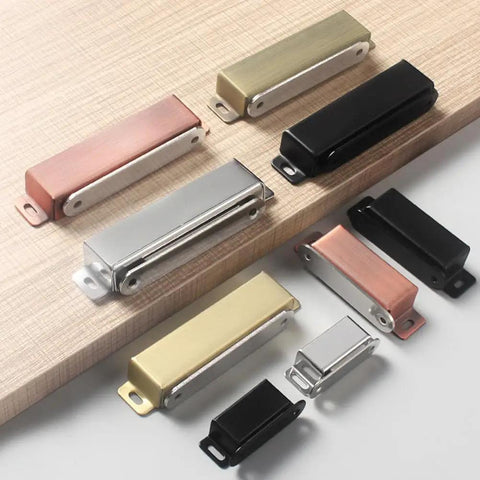 Assorted 70 Lb Magnetic Door Catch Heavy Duty Latch for Cabinets, shutters, closets, and furniture doors, gold finish, 4 pack.