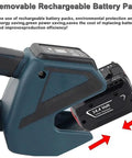 Heavy Duty Electric Strapping Tool For 13Mm To 16Mm Pp Pet Straps showing removable rechargeable battery pack close-up.