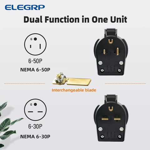 Heavy Duty NEMA 6 30P And 6 50P Angle Plug 30 And 50 Amp 250V 2 Pole 3 Wire Grounding Power Plug For Welder And Generator UL Listed