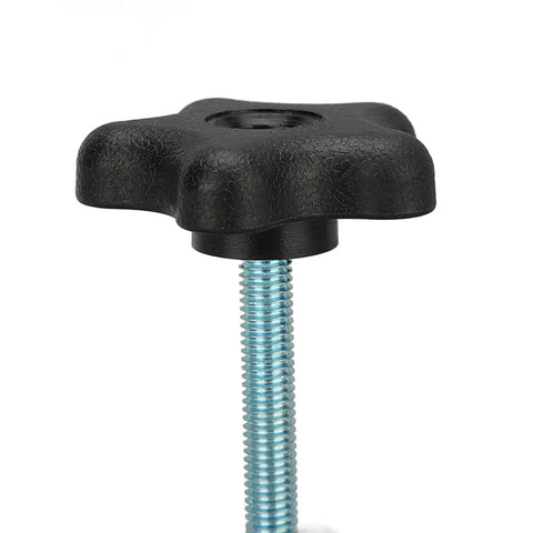 Kick Your Projects Up A Notch With This Badass 2 Set T Slot Clamp Kit Featuring Durable Aluminum T Handles And Snug M8 Screws For Secure Woodwork Or Metalworking On Routers Cnc Machines And Drill Presses, black plastic T handle with threaded metal screw.