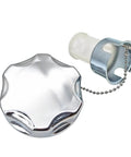 King Size Metal Gas Tank Cap Fits Honda GX160 GX270 GX390 4HP To 13HP Engines; stainless steel cap with attached chain and rubber gasket