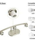 Three Light Vanity Light Fixture In Brushed Nickel With White Glass Shades For Bathroom Vanity Lighting 21 Inches Long E26 Base Delivers Dope Sleek Modern Look