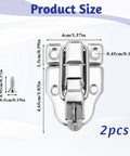Two Pack Duckbilled Box Hasp Lock Toggle Latch With Padlock Hole For Jewelry Boxes Cabinets Toolboxes, product size shown