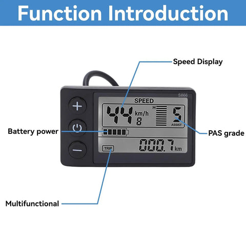 Beefed Up Electric Bike LCD Display Meter Waterproof Speedometer Large Screen 24V 36V 48V Compatible Control Panel Bike Computer.