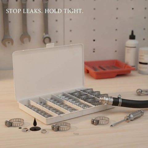 Heavy Duty 40 Piece Worm Gear Hose Clamp Kit For Automotive And Utility Jobs Fits 6-29mm radiator hose in storage case