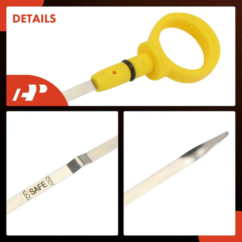 V6 3.6L Engine Oil Dipstick for Dodge Grand Caravan 2011 to 2019 with yellow handle and stainless steel measuring rod.