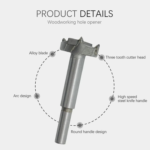 Heavy Duty Carbide Tipped Forstner Drill Bit Set With Hella Sharp Cutting Edges, three-tooth cutter head and alloy blade design.