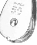 Heavy Duty 304 Stainless Steel M50 Snatch Block Pulleys Three Eighths Inch Lifting Pulley With Swivel Hook Four Pack For Industrial Outdoor Use And Home Projects Smooth Rotating Towing Wheel stainless steel 50 pulley close-up