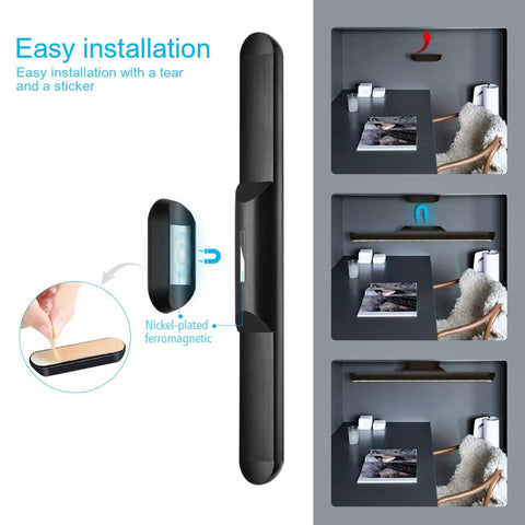 Installation guide for Dimmable Touch And Remote Light Bar with Built In 2000mAh Battery and Magnetic Stick Mount for easy setup.