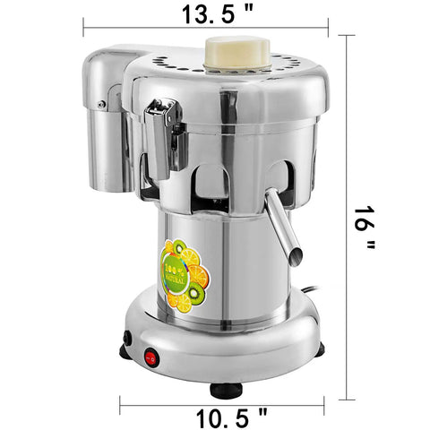 USZWBY Heavy Duty Commercial Juice Extractor 370W Electric Centrifugal Juicer Press in stainless steel, 16in height.