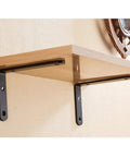 Rock Solid Steel Corner Brackets 1 Pair Heavy Duty Wall Mounted Floating Shelf Hardware Effortless Install Metal Support Arms For Diy Open Shelves And Sweet Home Setup 10 Inch on wooden shelf.