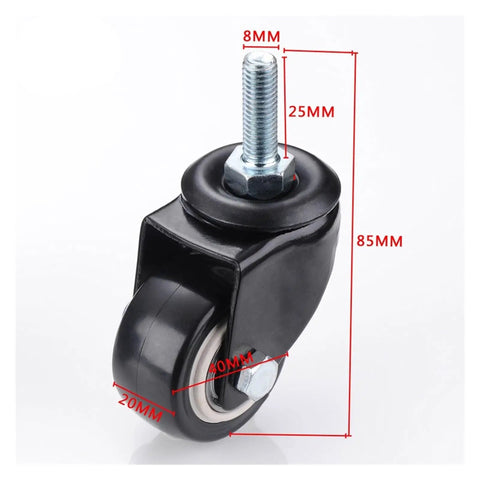 Heavy Duty Swivel Chair Caster Wheel With 39mm Plate M8 Screw 1.5 Inch Diameter Silent Brake Castor