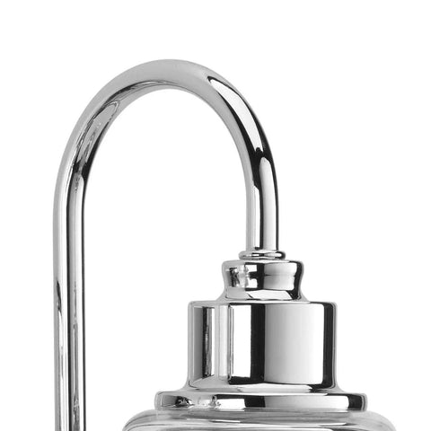 Litchfield Two Light Chrome Bath Vanity Light Fixture For Modern Coastal Bathrooms Spa Level Glow chrome finish detail