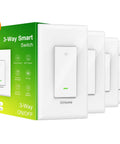 Three Way Smart Switch Four Pack With Voice And App Control, Requires Neutral Wire, Flame Retardant Material, 2.4GHz WiFi Compatible