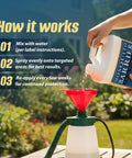 Person pouring Garlic Mosquito Repellent Concentrate For Lawns And Yards Easy Water Mix Outdoor Treatment into sprayer in garden.