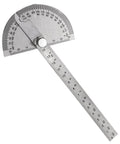 No Fuss Stainless Steel Zero To One Eighty Degree Round Head Protractor And Angle Finder with measurement scale and pivot grip.
