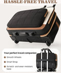 Wheeled Laptop Bag For Women 16 Inch Rolling Briefcase Water Resistant And Stylish Carry On Luggage, black and brown on wheels