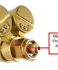 SÜA brass oxygen/propane regulator rear-entry CGA-540 connector, close-up