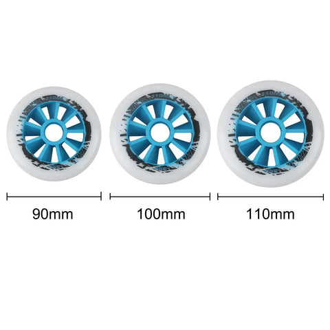 Six Pack Inline Skate Wheels 90mm 100mm 110mm Set 85A Replacement for Roller Blades White 100mm Wheels