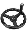 200mm Black Grippy Bakelite Three Spoked Lathe Handwheel With Handle
