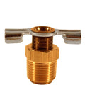 Three Eighths Inch NPT Compressor Tank Drain Cock With Brass Body And Steel Handle for replacing old or damaged drains on air compressors.